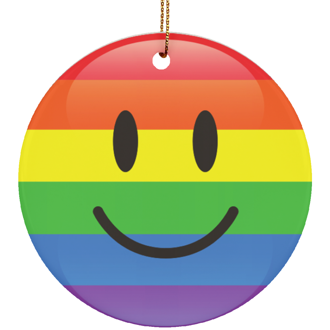 LGBT Pride Smiley Ceramic Circle Christmas Ornament