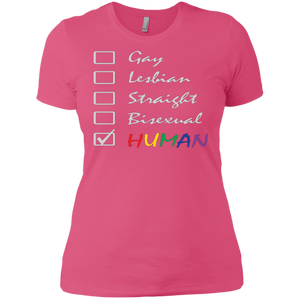 Human Check Box LGBT Pride pink T Shirt for Women Human Equality LGBT Pride pink Tshirt for Women