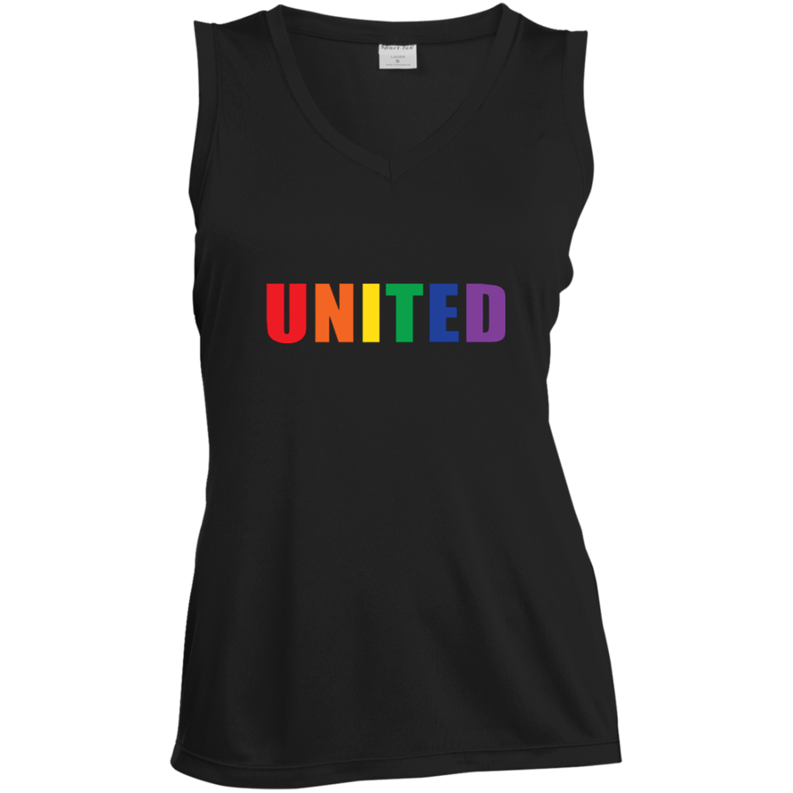 "United" Gay Pride v-Neck sleeveless black Shirt LGBT Pride Tshirt for women
