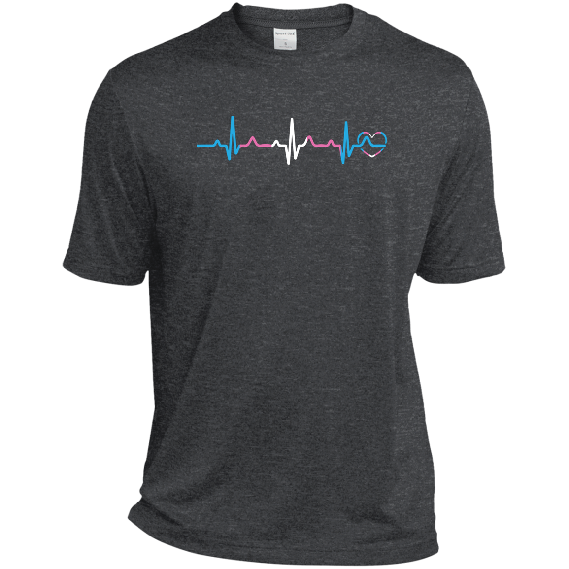 Trans Pride Heartbeat dark grey tshirt for men