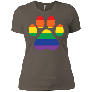 Rainbow Paw Print LGBT Pride tshirt for women round neck Half sleeves LGBT Pride tshirt for women