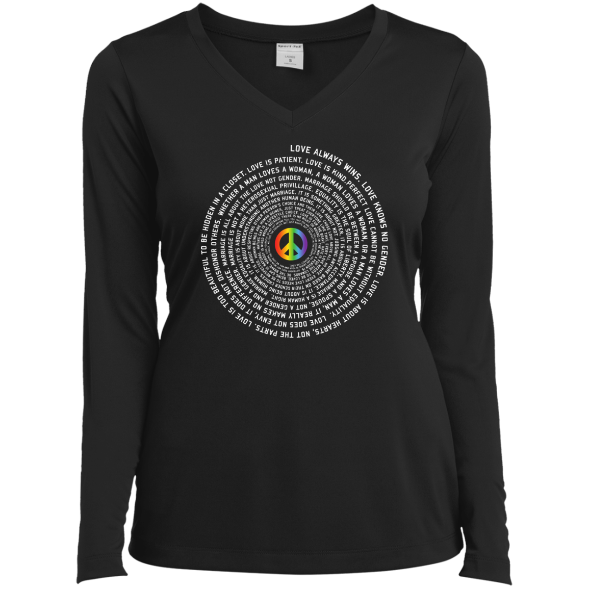 "Pride Month Peace" Special full sleeves womensShirt LGBT Pride Black full sleeves tshirt for women
