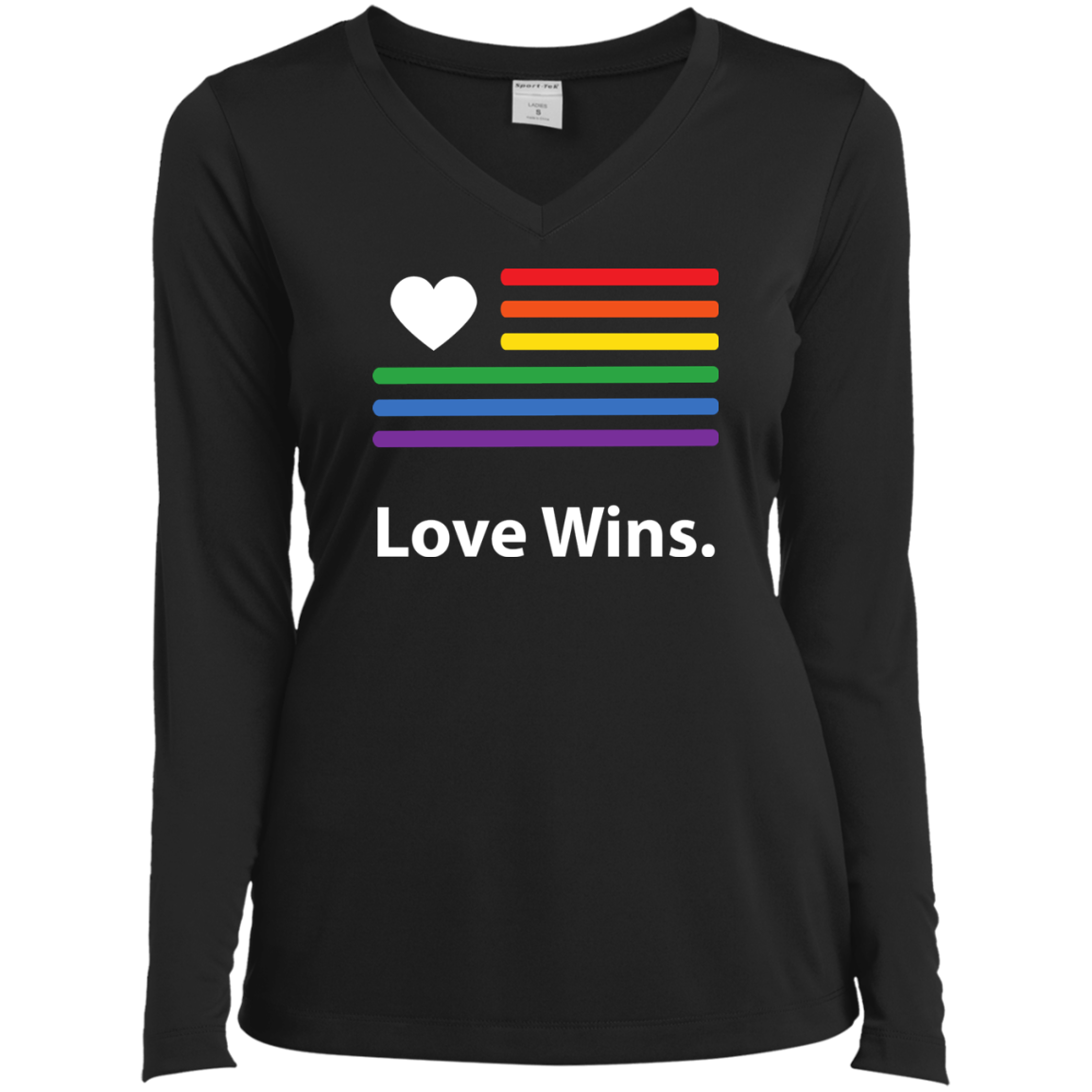 "LGBT Flag Love Wins" LGBT Pride Black full Sleeves Round tshirt for women