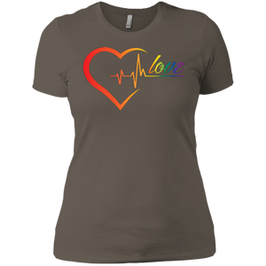 Rainbow Heartbeat Love Shirt Gay Pride tshirt for women