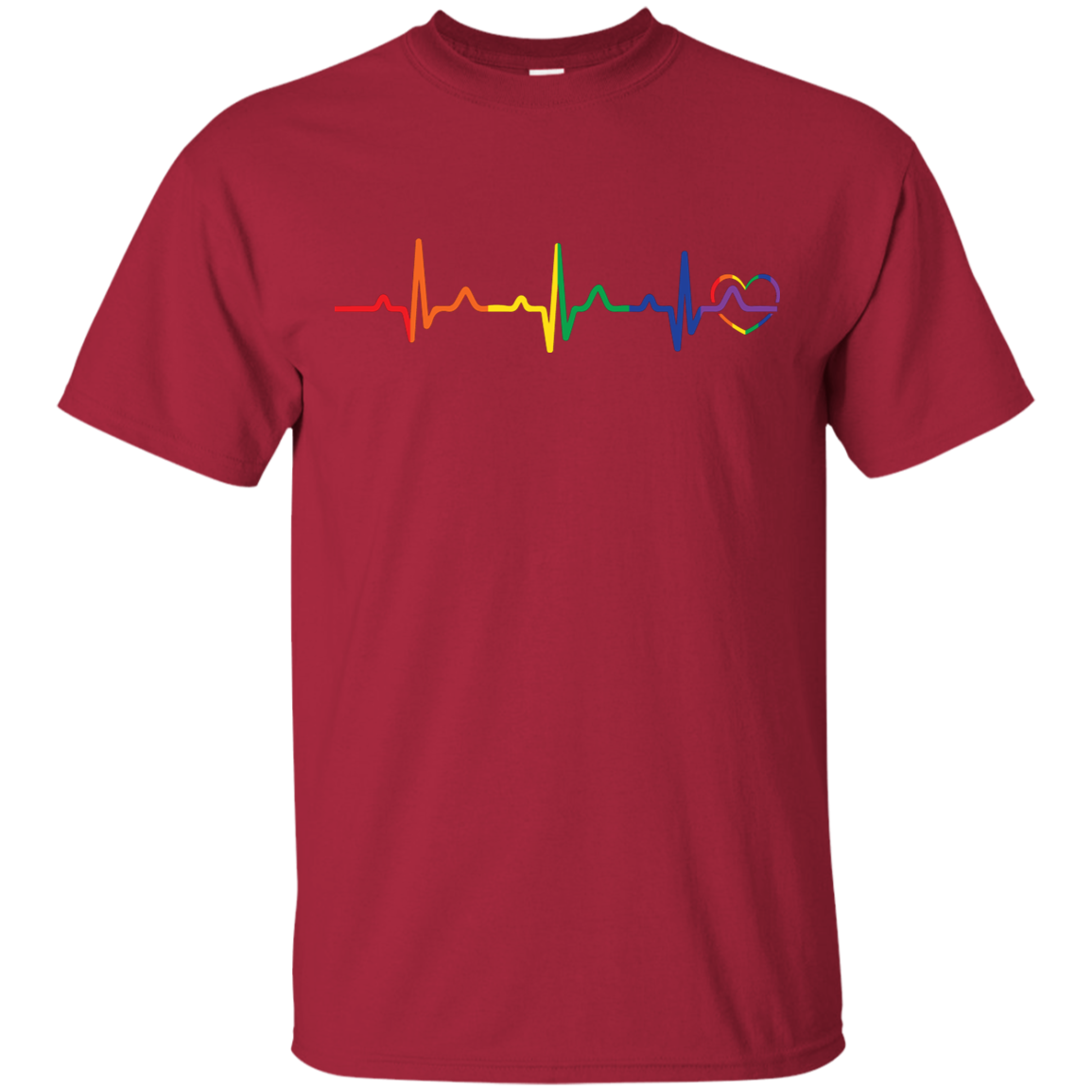 Rainbow Heartbeat red color round neck LGBT Pride tshirt