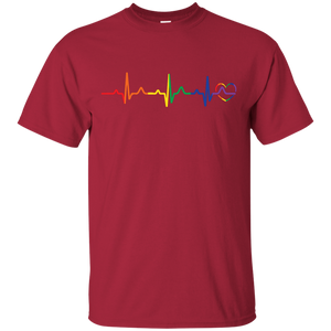 Rainbow Heartbeat red color round neck LGBT Pride tshirt