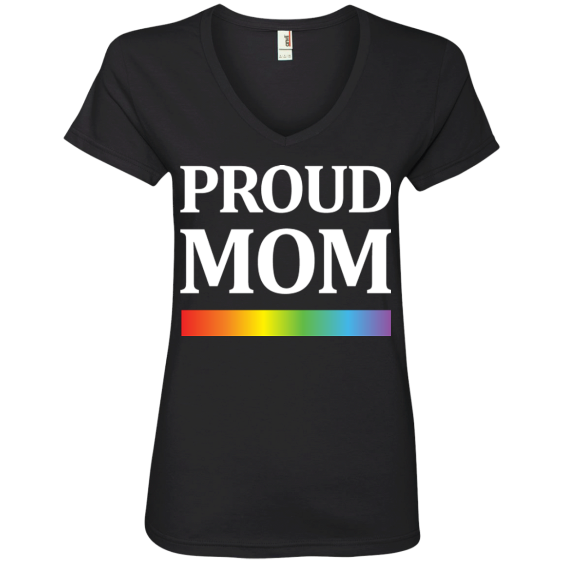 LGBT Pride "Proud Mom" V-neck black tshirt for women