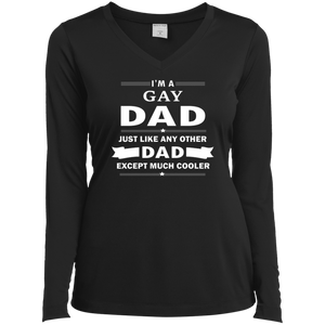 I'm a Gay Dad, just like any other Dad, black full sleeves v-neck tshirt for Women Gay Pride black Tshirt