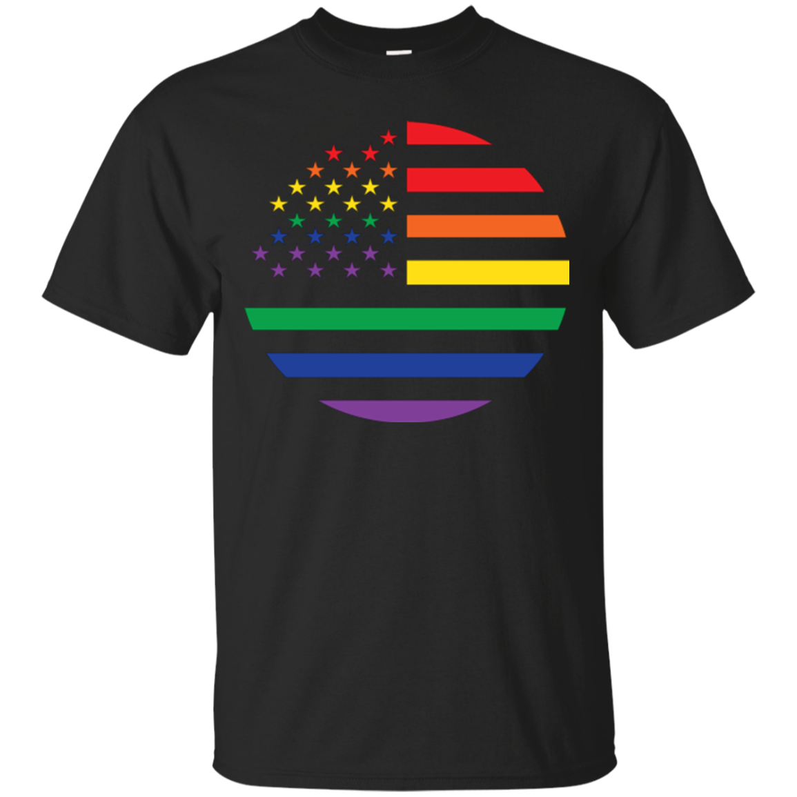 "Circular Rainbow Flag" Gay Pride Round Neck Black Color T-Shirt,  Half-Sleevs