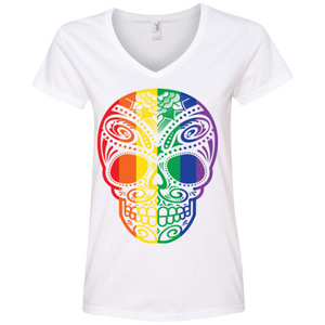 Rainbow Skull white T Shirt for women ultra cotton tshirt for women