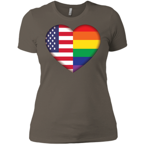 Gay Pride USA Flag Love digital print  women Shirt LGBT Pride USA Flag tshirt for women