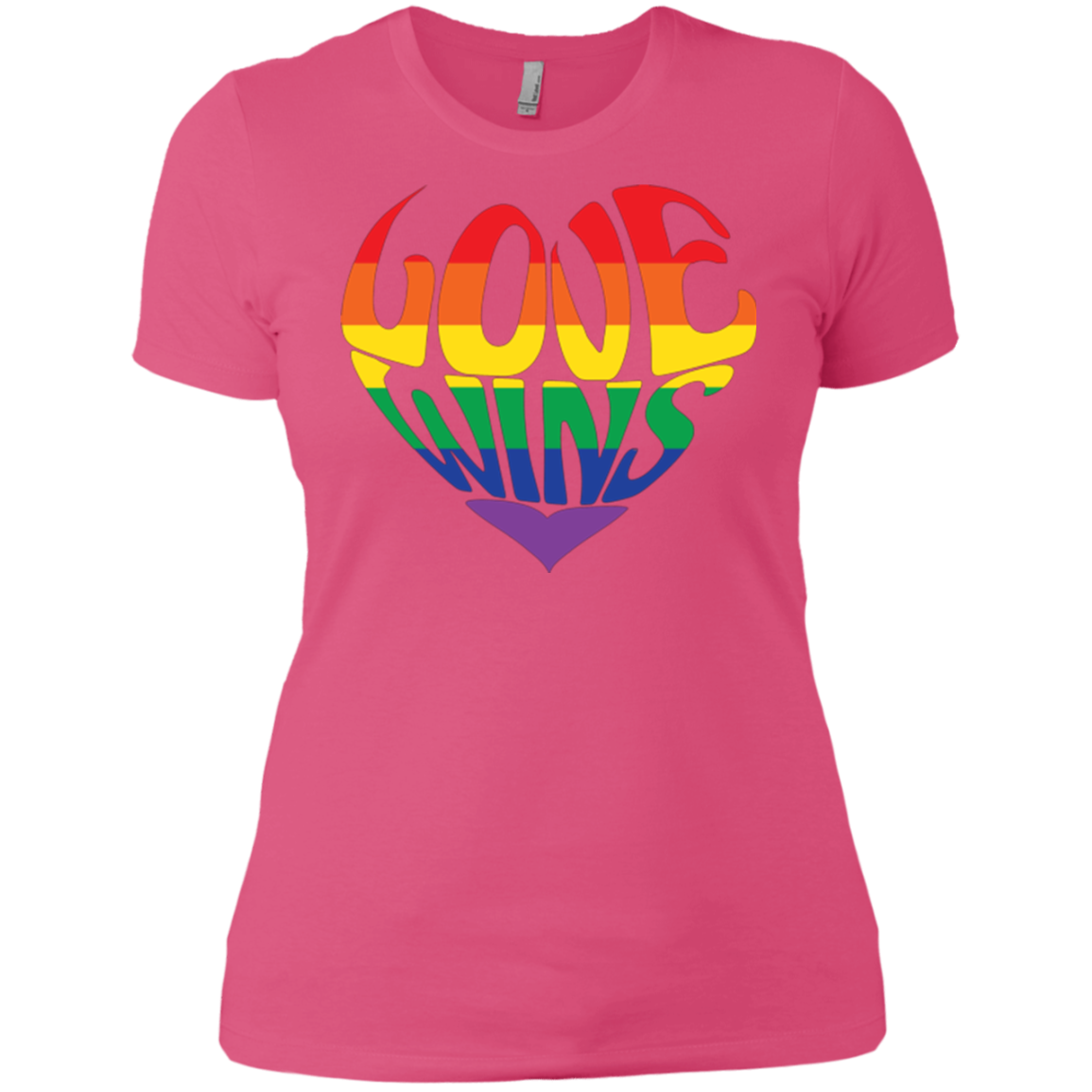 Love Wins Pink Half Sleeves LGBTQ Pride Tshirt for women