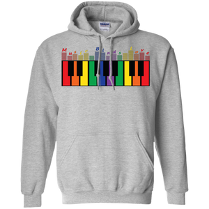 "Music Binds Love" Rainbow LGBT Pride grey hoodie for men & women
