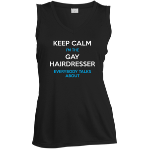 Keep Calm I'm The Gay Hairdresser black sleevless tshirt for women