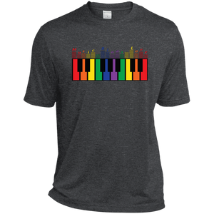 "Music Binds Love" Rainbow LGBT Pride dark grey round neck tshirt for men