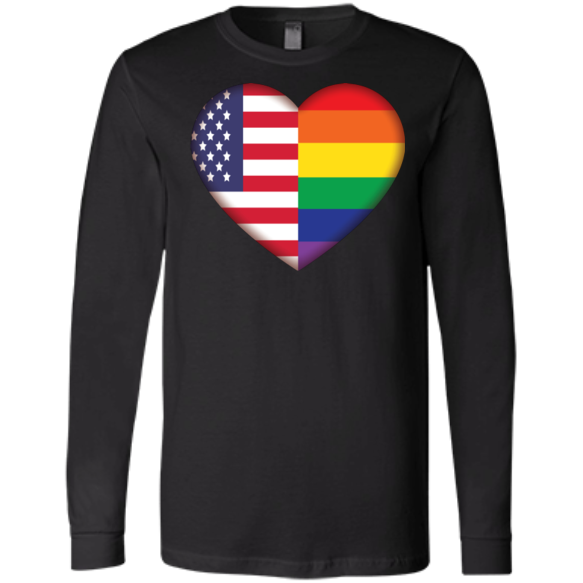 Gay Pride USA Flag Love full sleeves men's Shirt LGBT Pride USA Flag black tshirt for men