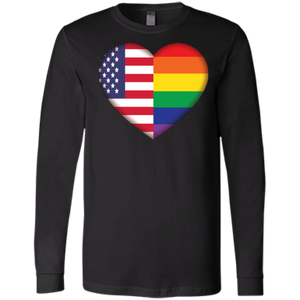 Gay Pride USA Flag Love full sleeves men's Shirt LGBT Pride USA Flag black tshirt for men