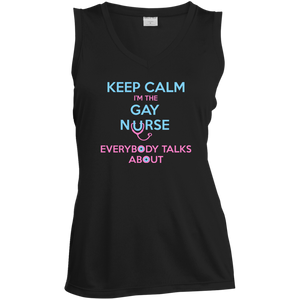 Keep Calm I'm The Gay Nurse black v-neck tshirt for women