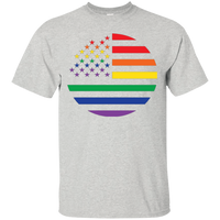 "Circular Rainbow Flag" Gay Pride Round Neck Gray Color Half-Sleeves T-Shirt