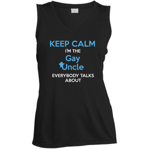 Gay pride sleeveless black women Shirt Keep Calm I'm The Gay Uncle quote printed v-neck Shirt 