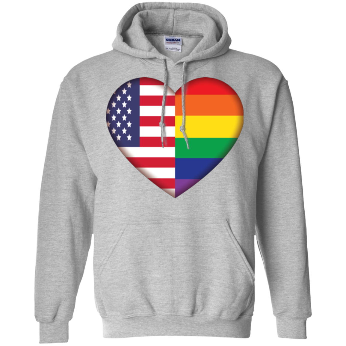 Gay Pride USA Flag Love grey unisex hoodie LGBT Pride USA Flag Hoodie for men & women