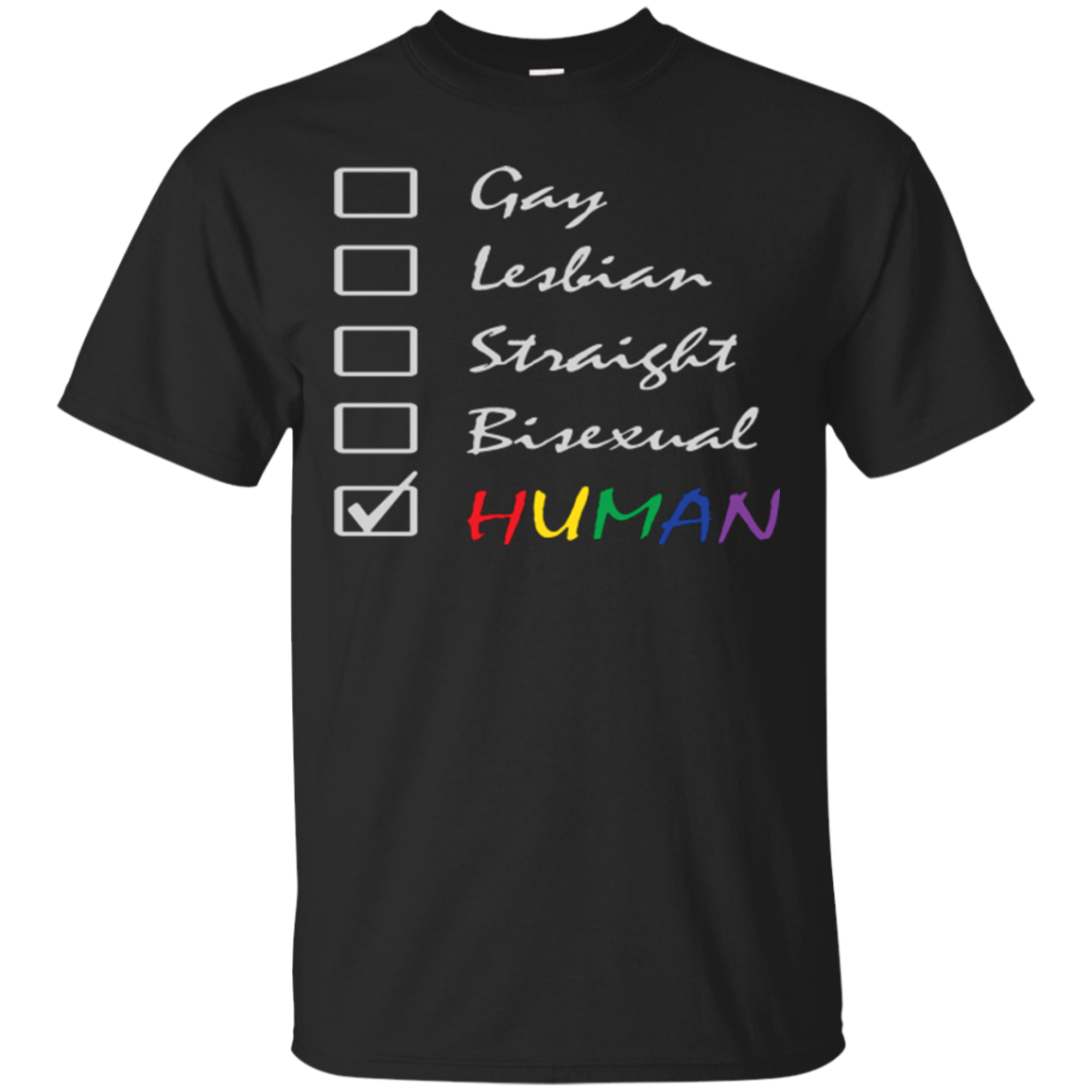Human Check Box LGBT Pride black T Shirt Human Equality LGBT Pride Black Tshirt for Men