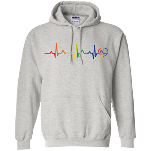 Rainbow Heartbeat Gay Pride grey Hoodie for Men & Women