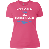 Keep Calm I'm The Gay Hairdresser round neck pink tshirt for women