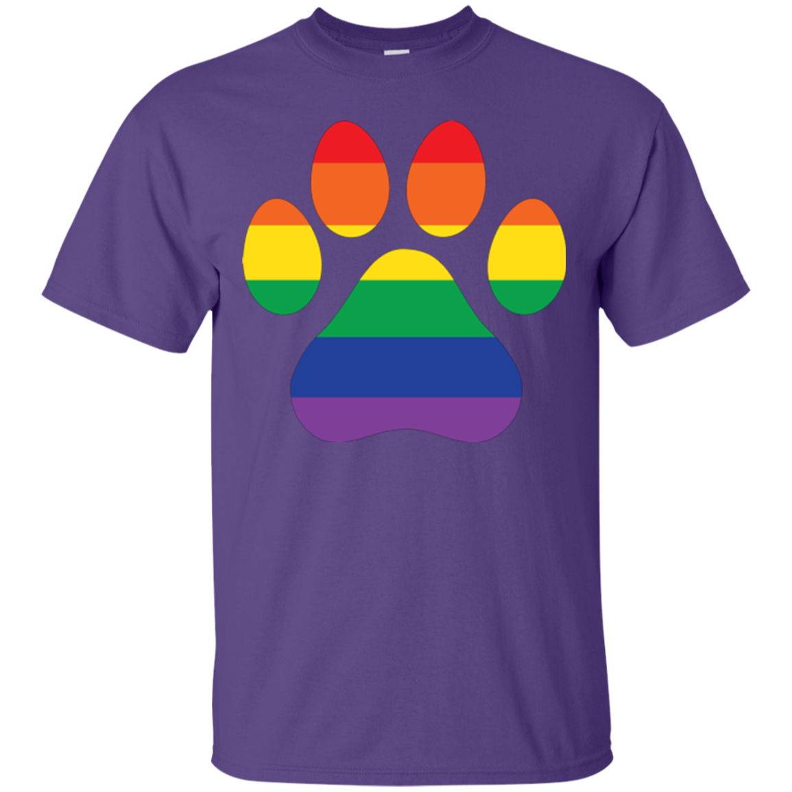 Rainbow Paw Print LGBTQ Pride Purple shirt for Men pet Lover tshirt