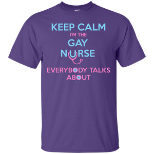 Keep Calm I'm The Gay Nurse purple round neck tshirt for Men