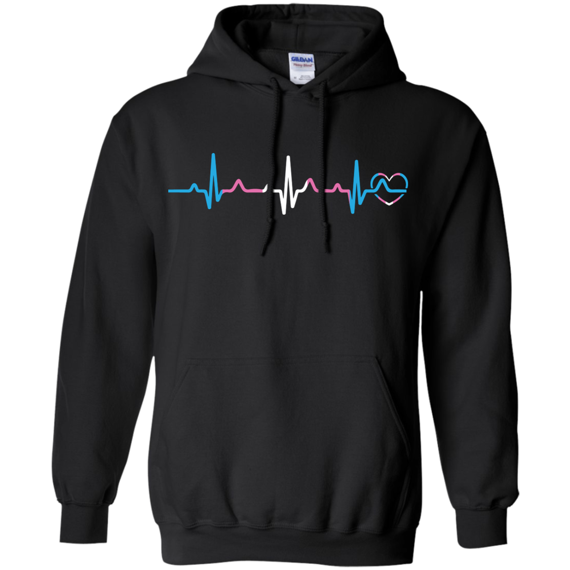 Trans Pride Heartbeat black unisex hoodie