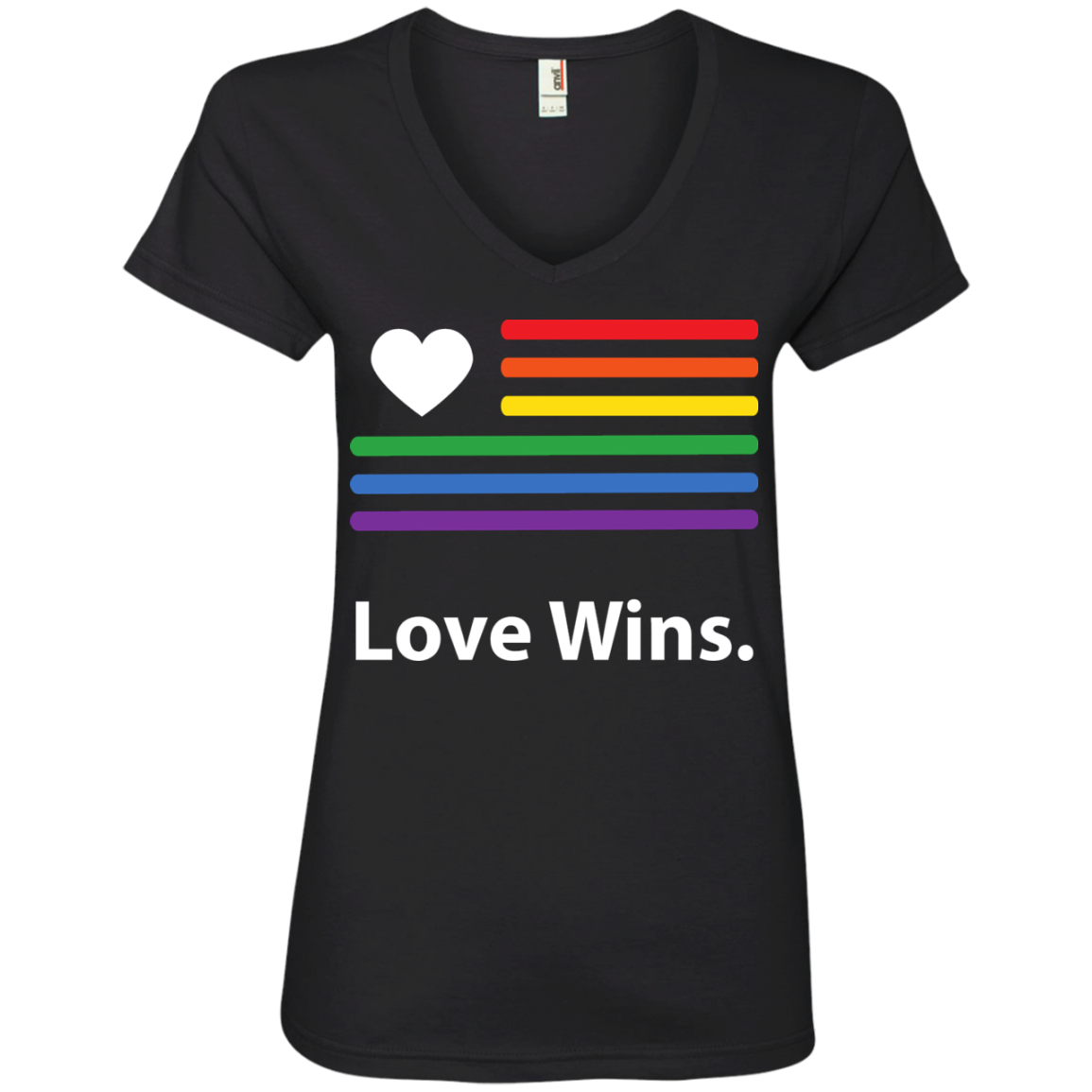 "LGBT Flag Love Wins" Black Pride Shirt for women LGBT Flag printed v-neck tshirt for women