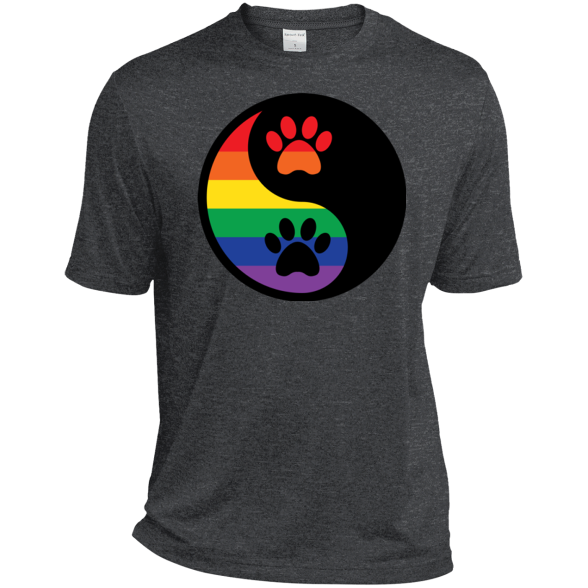 Rainbow Paw Yin Yang Pet dark grey Shirt For Men LGBT Pride tshirt for Men