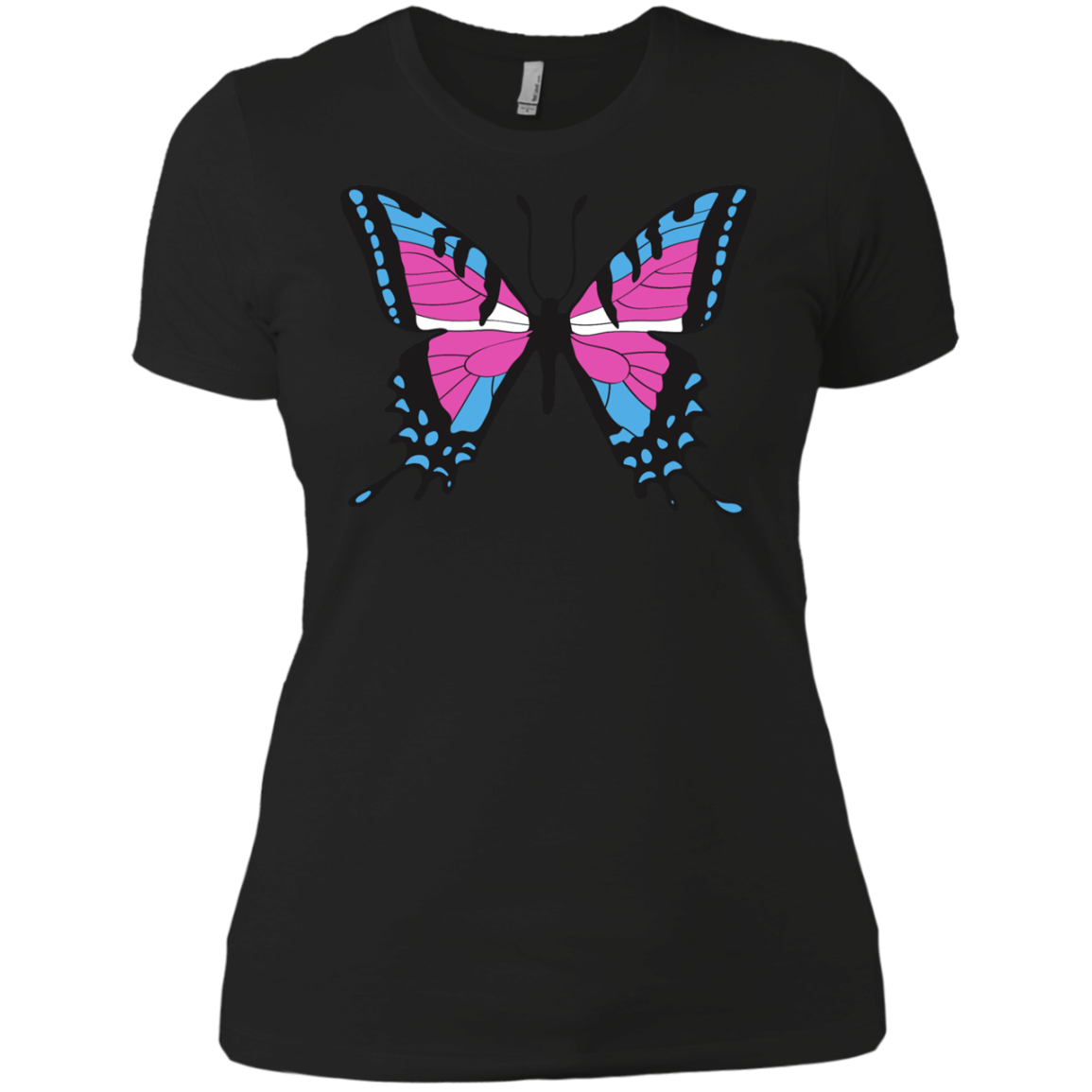 Trans Pride Butterfly black Shirt for women | Unique Design Trans Pride black Tshirt for women