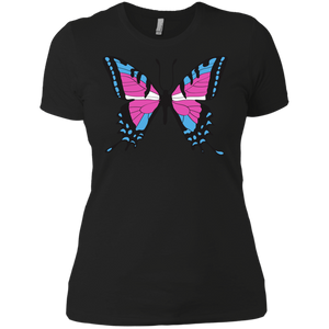 Trans Pride Butterfly black Shirt for women | Unique Design Trans Pride black Tshirt for women