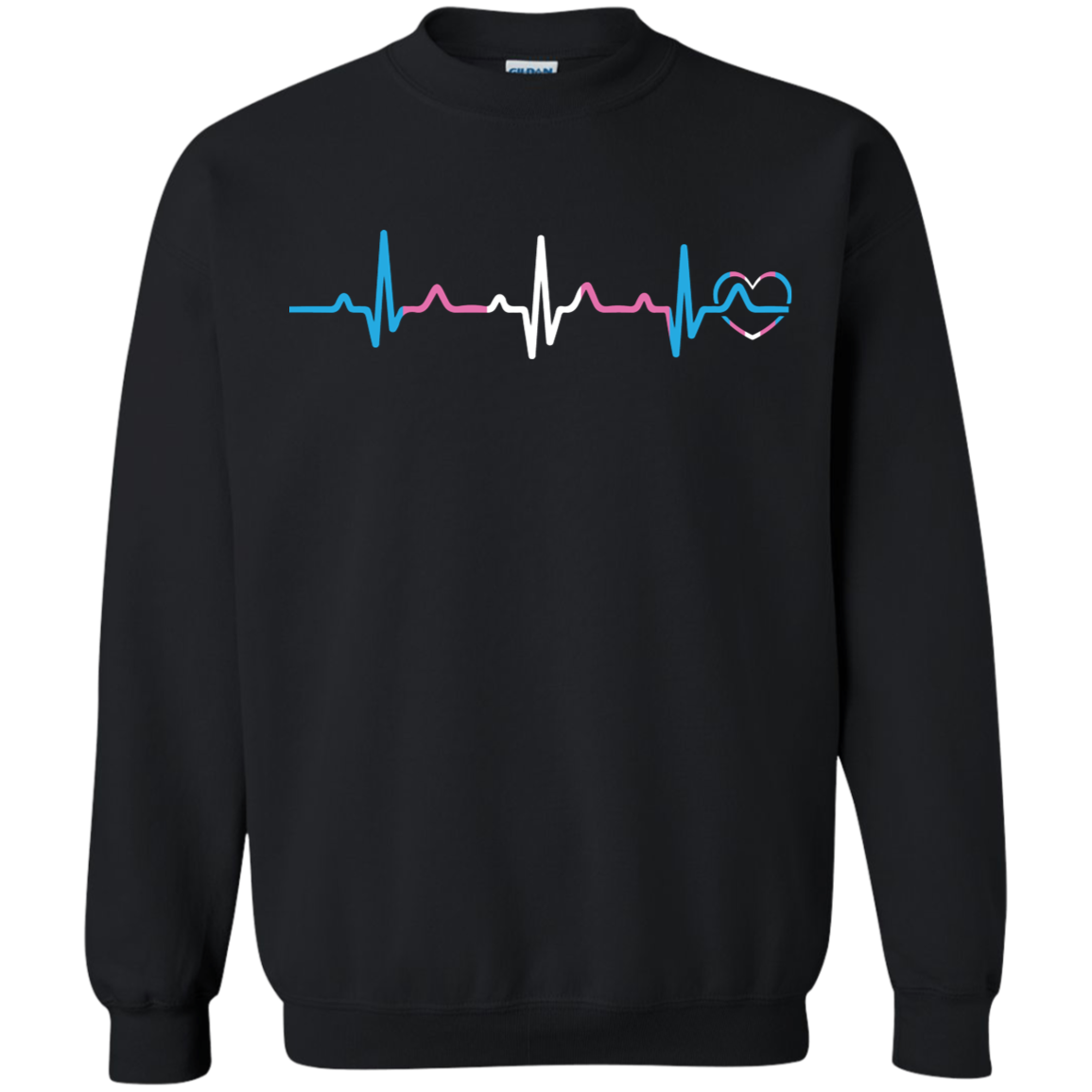 Trans Pride Heartbeat black unisex sweatshirt