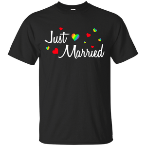 Just Married Rainbow Hearts Shirt