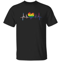 black Rainbow heartbeat t-shirt