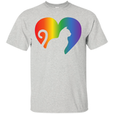 Rainbow Cat Heart LGBT Pride grey Shirt | Affordable LGBT T-shirt