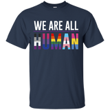 We Are All Human dark blue T Shirt for men, half sleeves round neck tshirt for men