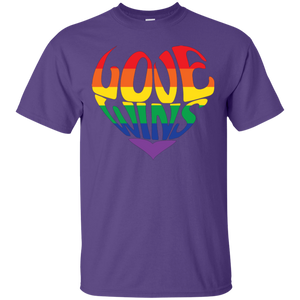 Love Wins purple Shirt Gay Pride Round Neck T-Shirt | LGBTQ T-Shirt for men