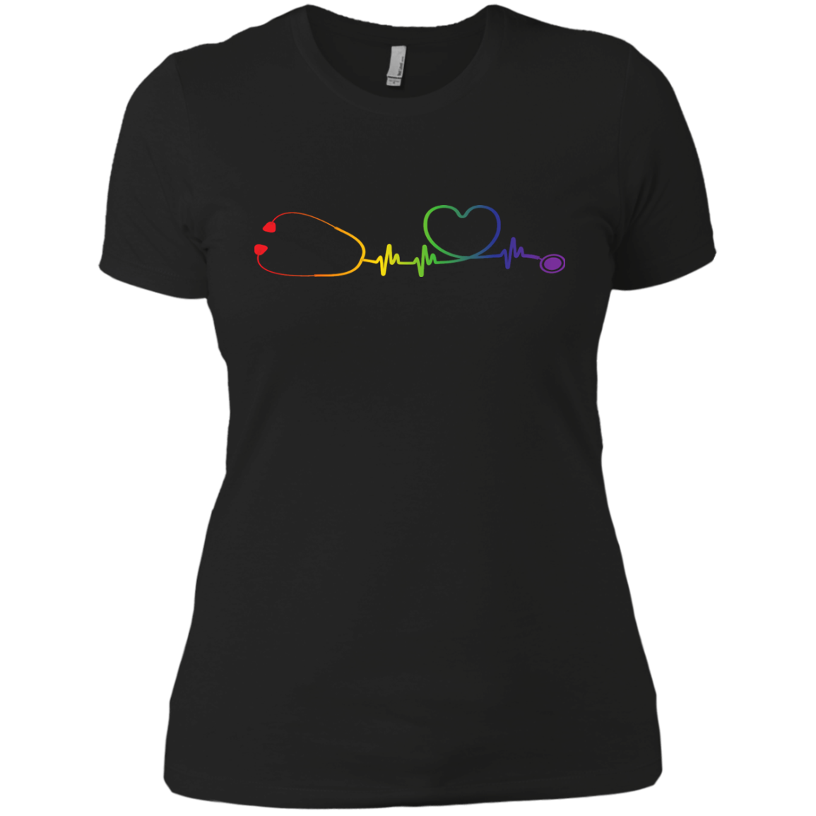Pride Stethoscope Style Shirt for Women LGBT Pride Nurse Logo black Tshirt for Womens
