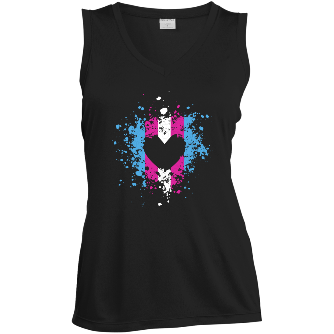 Trans Heart Pride Black sleeveless Shirt for womens trans womens apparel 