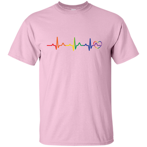 Rainbow Heartbeat gay pride pink Men's tshirt 