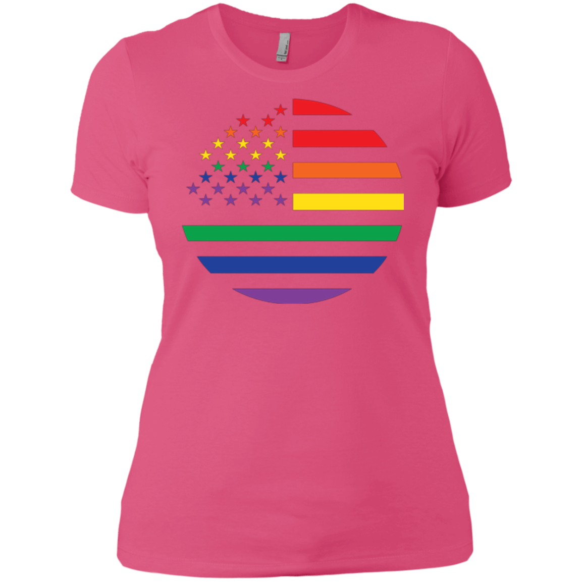 "Circular Rainbow Flag" Gay Pride Round Neck Pink Color T-shirt, Half Sleeves