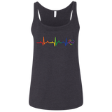 Rainbow Heartbeat black color  LGBT Pride tank top for women