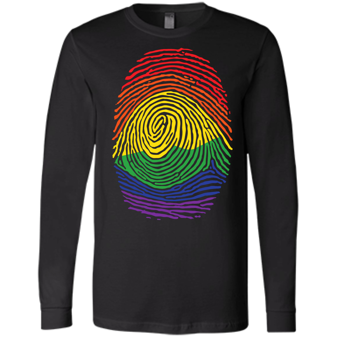 Gay Pride Thumb Print full sleeves blach T-Shirt Rainbow Thumb print men's tshirt