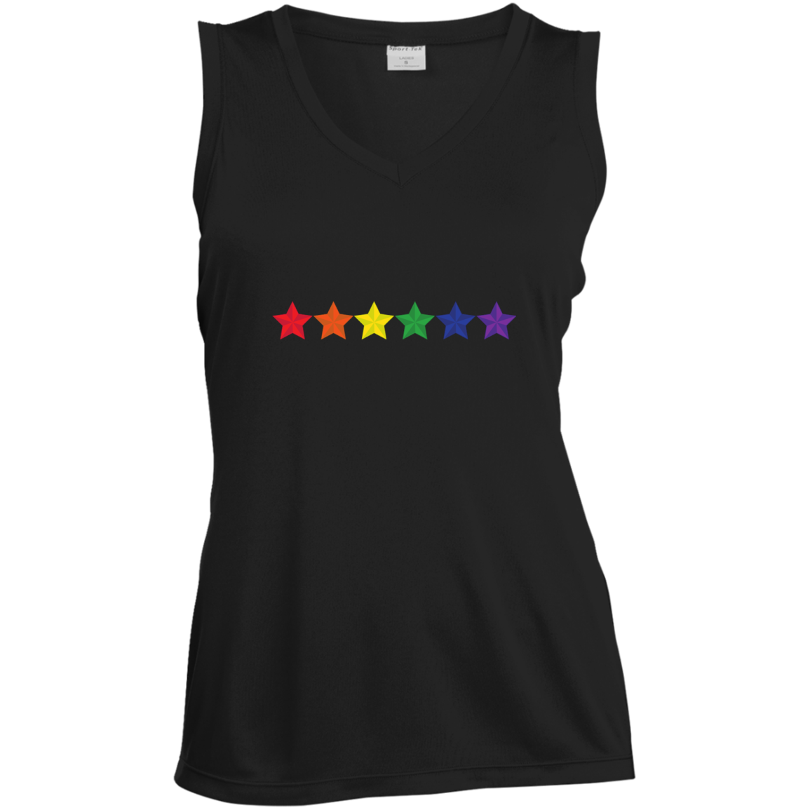 Rainbow Stars LGBT Pride Black sleeveless tshirt for women