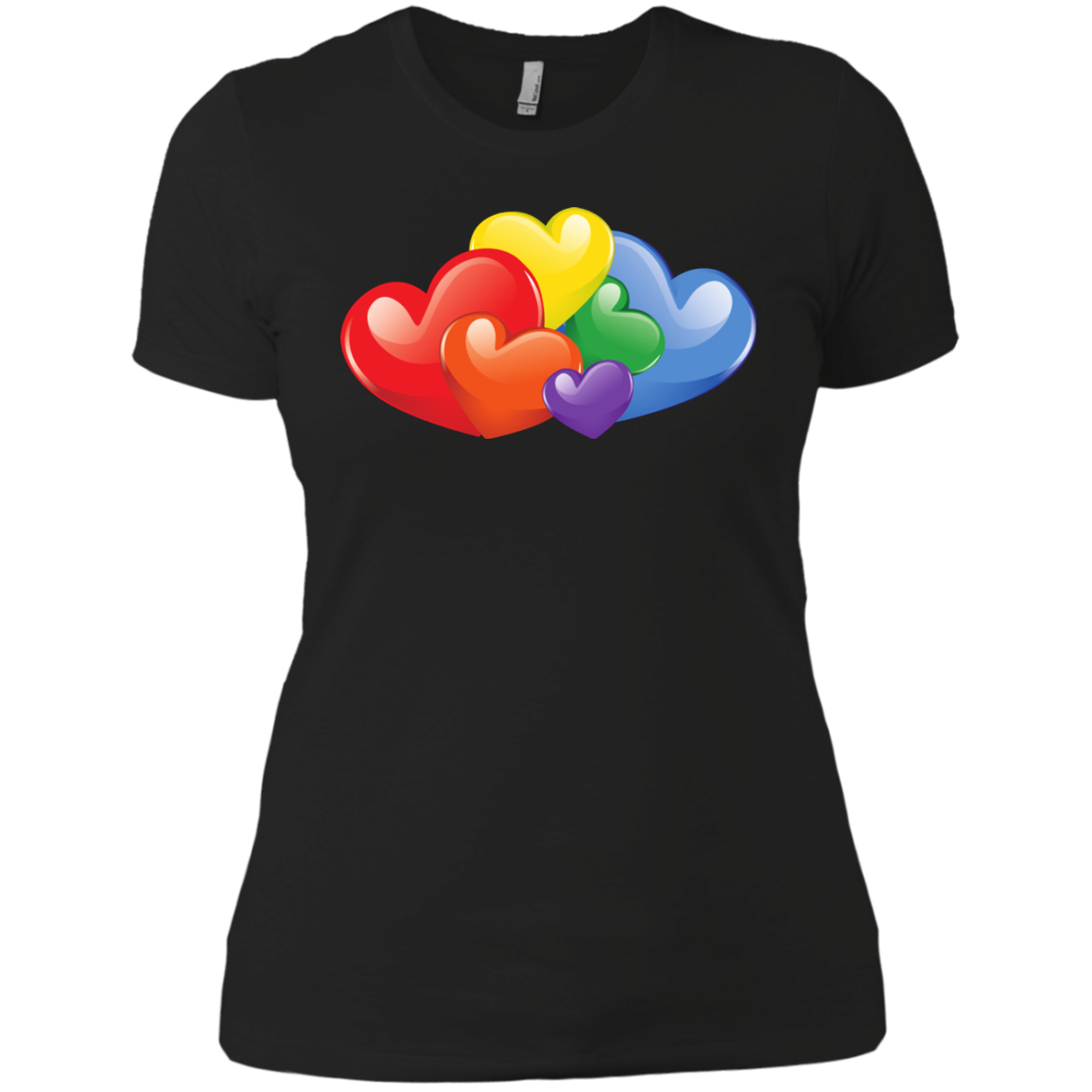 Vibrant Heart Gay Pride Black T Shirt for Women  LGBT Pride Tshirt for Women