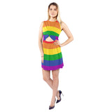 Rainbow Ladies Sleeveless Cutout Waist Knotted Dress